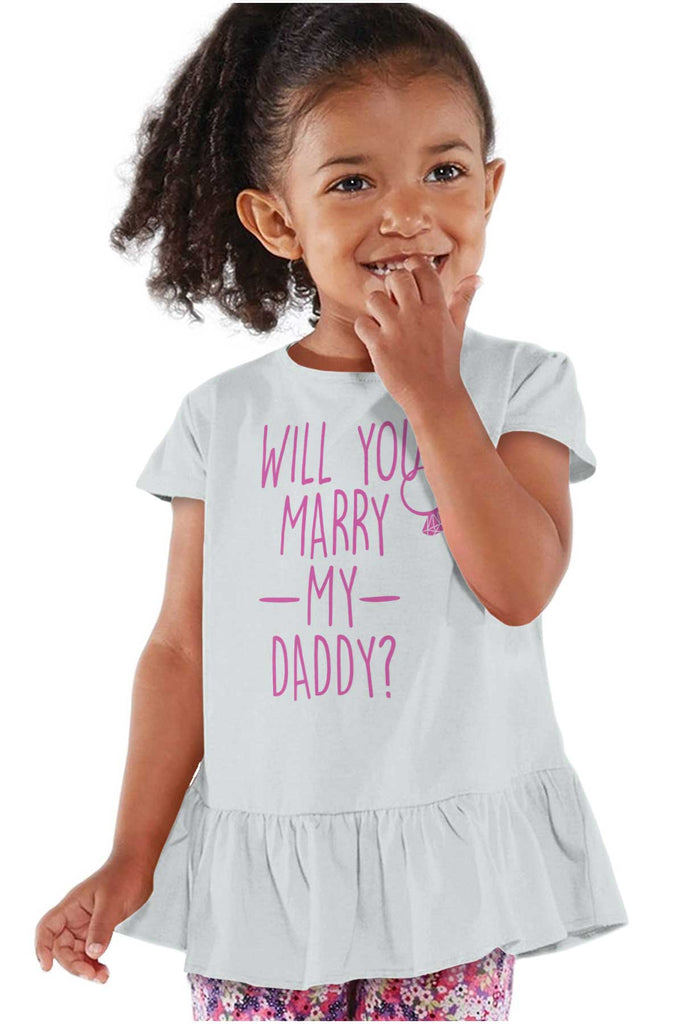 Marry My Daddy Toddler Ruffle Bottom Tee-Direct To Garment Print-Brisco Baby