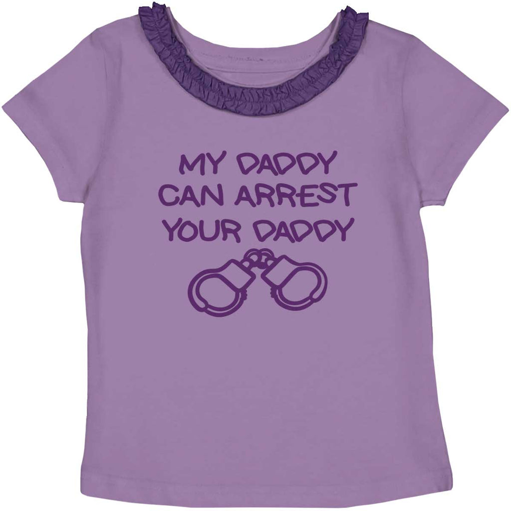 Arrest Your Daddy Toddler Ruffled Trim T-Shirt-Direct To Garment Print-Brisco Baby