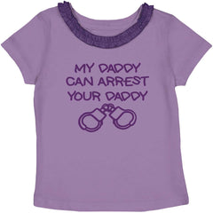 Arrest Your Daddy Toddler Ruffled Trim T-Shirt-Direct To Garment Print-Brisco Baby