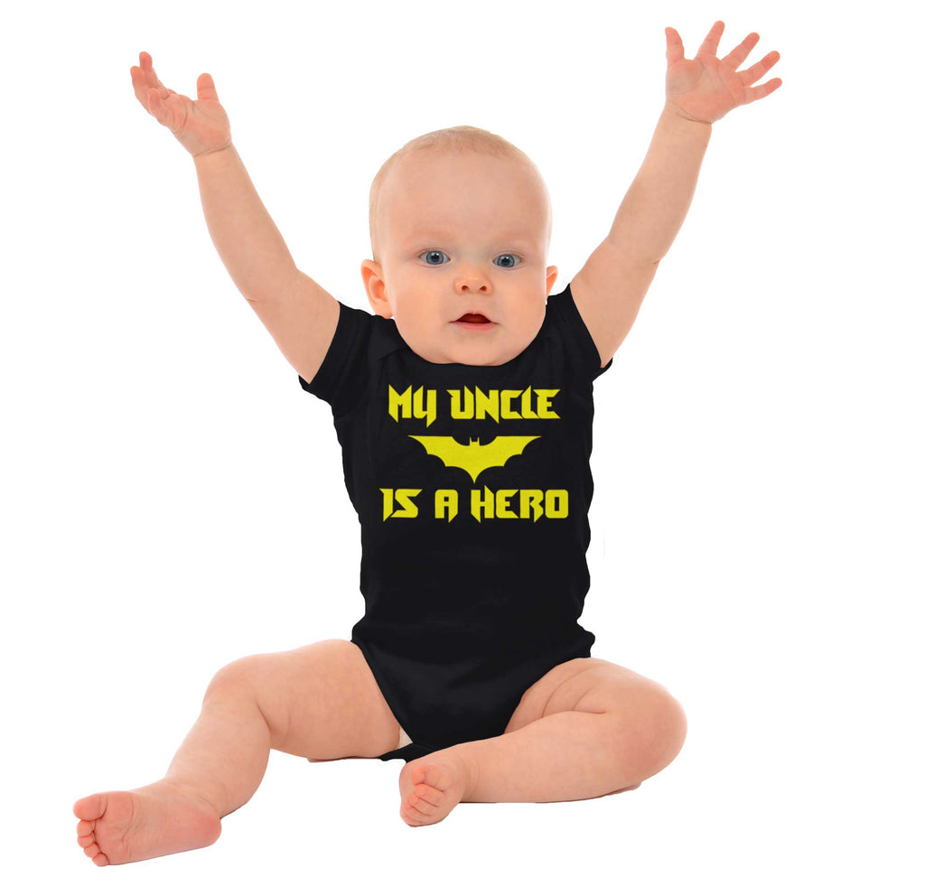 Uncle Is Bat Hero Romper Bodysuit-Direct To Garment Print-Brisco Baby