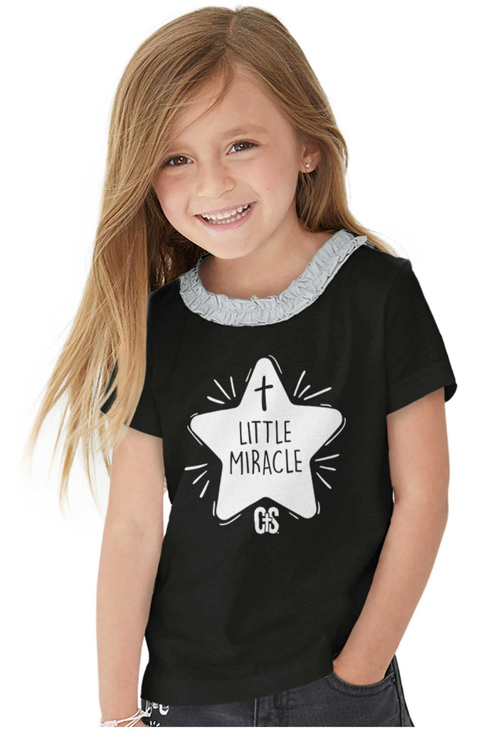 Little Miracle Toddler Ruffled Trim T-Shirt-Direct To Garment Print-Brisco Baby