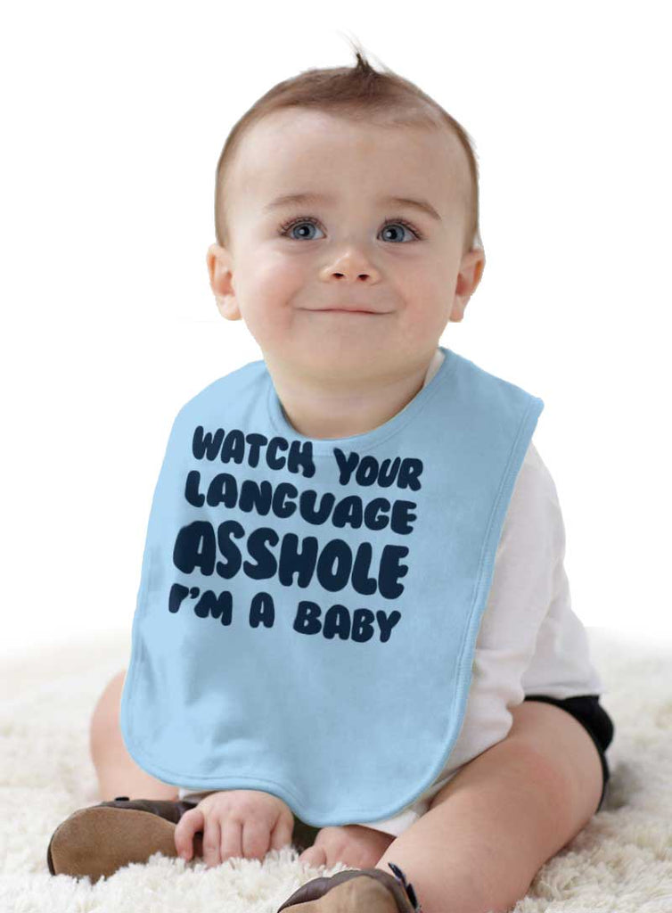 Watch Your Language Infant Baby Bib-Direct To Garment Print-Brisco Baby