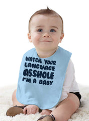 Watch Your Language Infant Baby Bib-Direct To Garment Print-Brisco Baby
