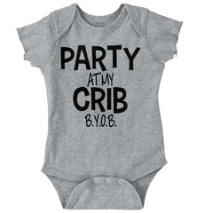 Party At My Crib Romper Bodysuit-Direct To Garment Print-Brisco Baby