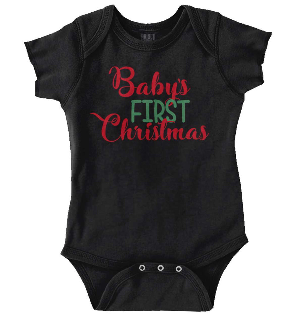 Baby's First Christmas Romper Bodysuit-Direct To Garment Print-Brisco Baby