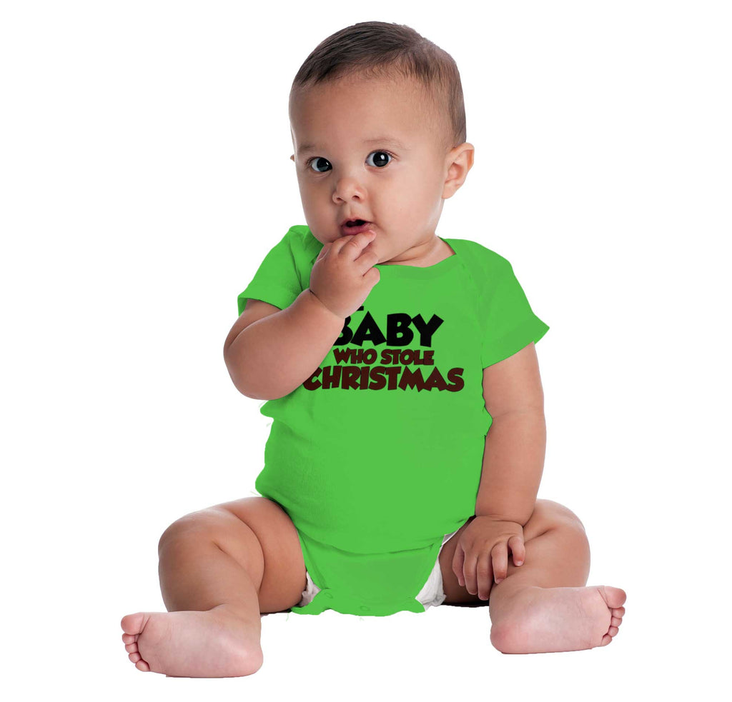 Baby Who Stole Christmas Romper Bodysuit-Direct To Garment Print-Brisco Baby