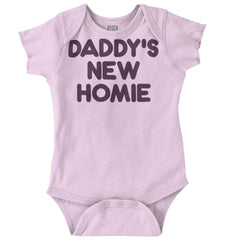 Daddy's New Homie Romper Bodysuit-Direct To Garment Print-Brisco Baby