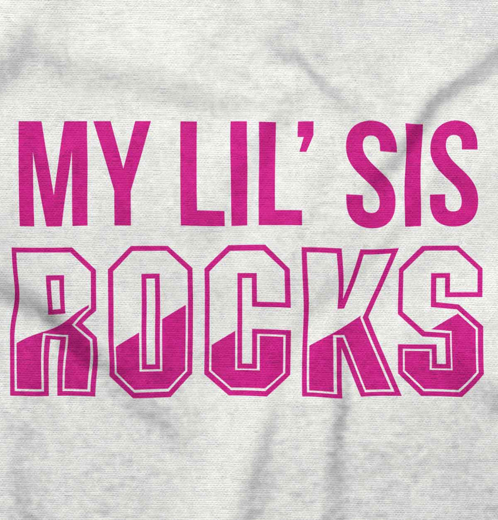 My Lil' Sis Rocks Infant Baby Bib-Direct To Garment Print-Brisco Baby