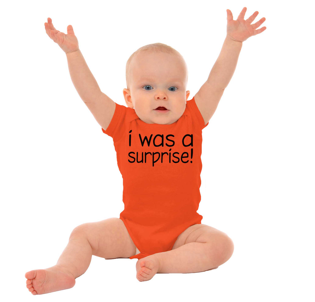 I Was A Surprise Romper Bodysuit-Direct To Garment Print-Brisco Baby