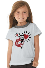 Cartoon Betty Toddler Ruffled Trim T-Shirt-Direct To Garment Print-Brisco Baby