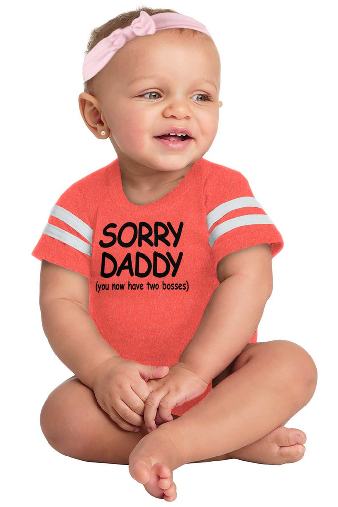 Sorry Daddy Football Romper Bodysuit-Direct To Garment Print-Brisco Baby