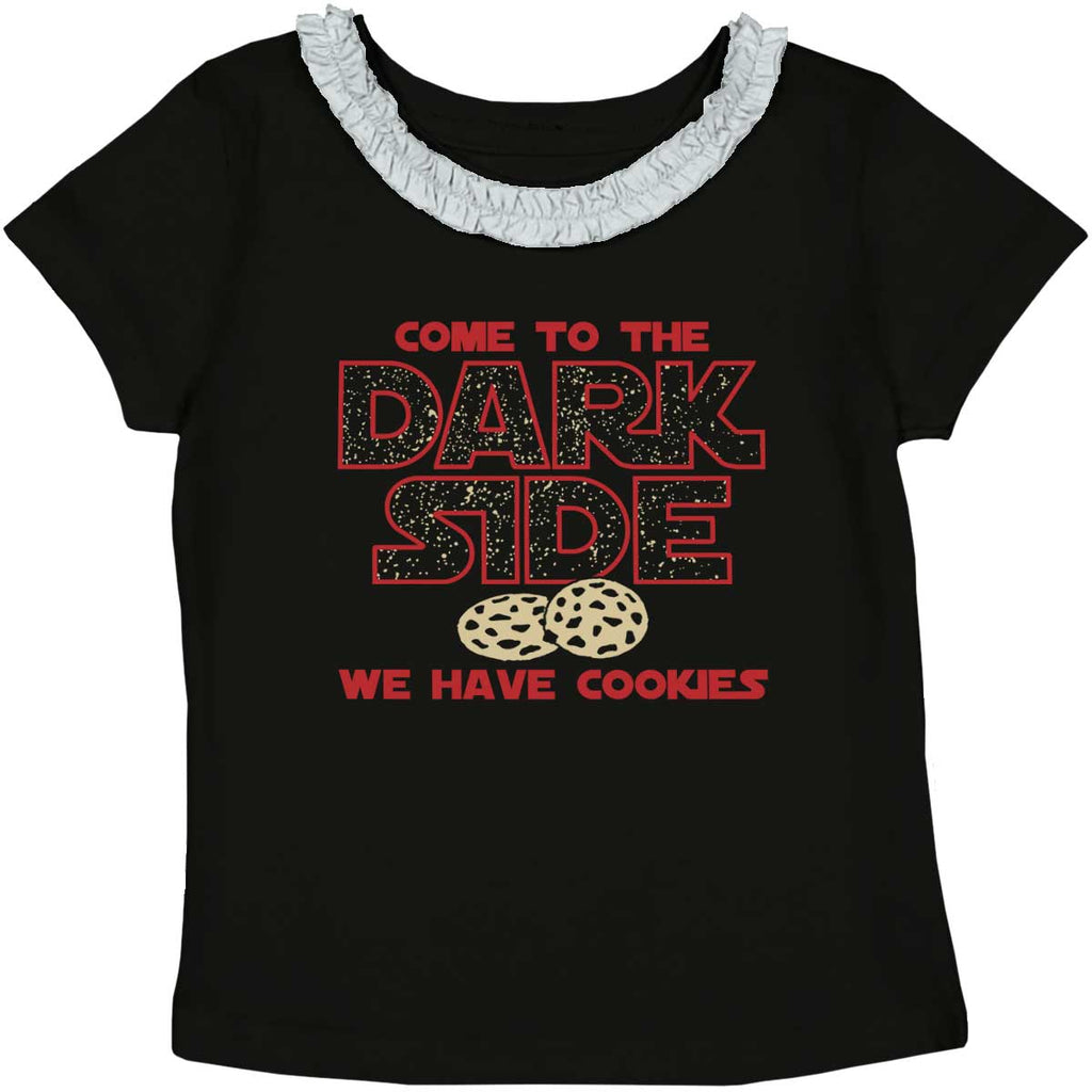 Come To The Dark Side Toddler Ruffled Trim T-Shirt-Direct To Garment Print-Brisco Baby