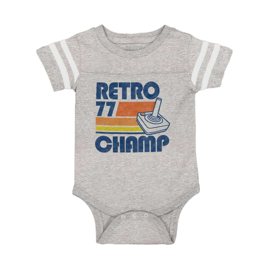 Retro 77 Champ Gamer Dragons Football Romper Bodysuit-Direct To Garment Print-Brisco Baby