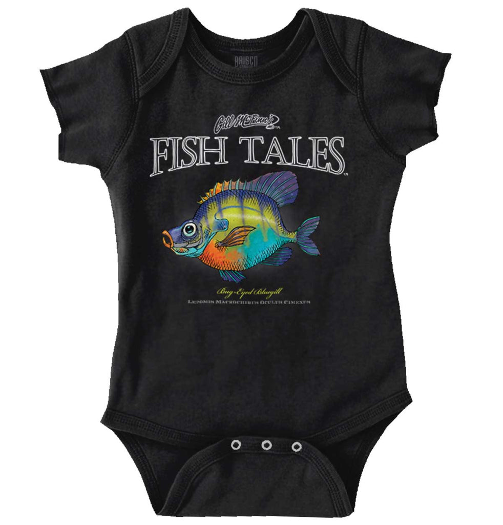 Bug-Eyed Bluegill Fish Romper Bodysuit-Direct To Garment Print-Brisco Baby