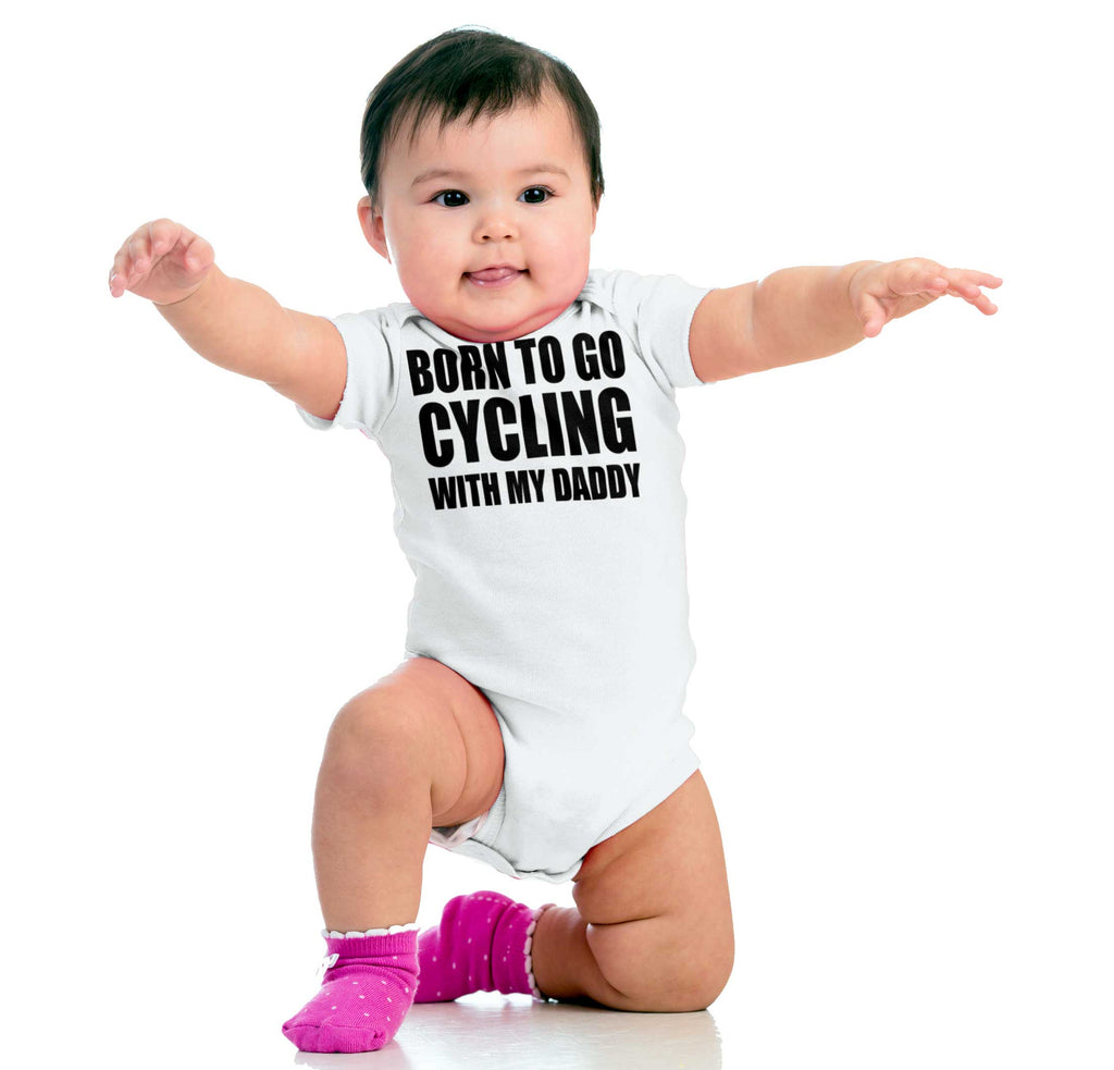 Cycling With Daddy Romper Bodysuit-Direct To Garment Print-Brisco Baby