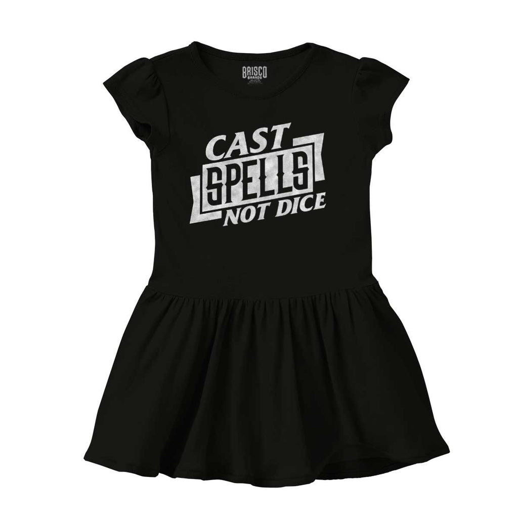 Cast Spells Not Dice Dungeons Solid Baby Infant Dress-Direct To Garment Print-Brisco Baby