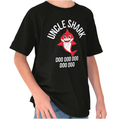 Cartoon Uncle Shark Youth T Shirt-Direct To Garment Print-Brisco Baby