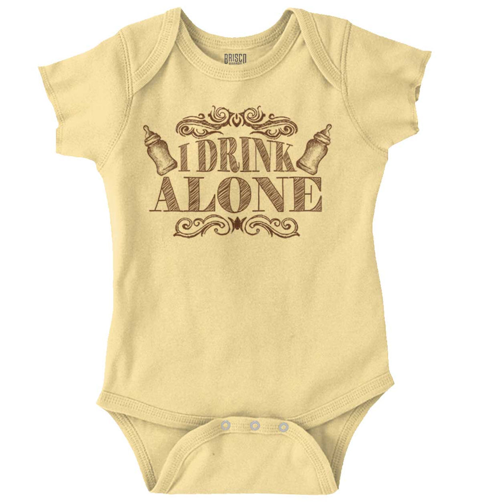 I Drink Alone Romper Bodysuit-Direct To Garment Print-Brisco Baby