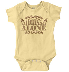 I Drink Alone Romper Bodysuit-Direct To Garment Print-Brisco Baby
