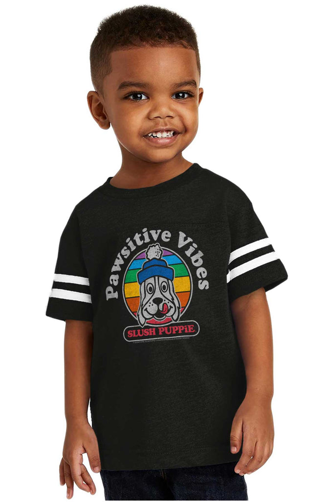 Pawsitive Vibes Toddler Football Jersey Tee-Direct To Garment Print-Brisco Baby