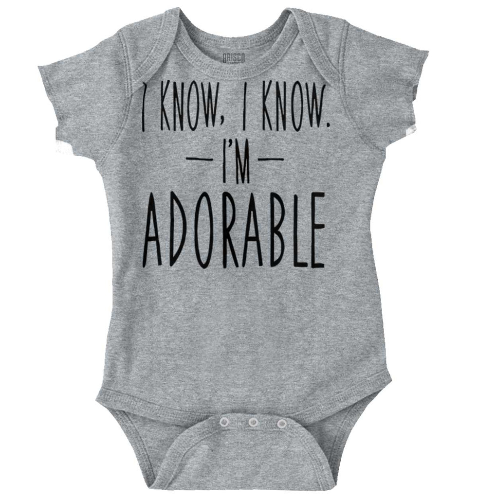 I Know I'm Adorable Romper Bodysuit-Direct To Garment Print-Brisco Baby