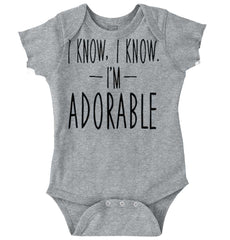 I Know I'm Adorable Romper Bodysuit-Direct To Garment Print-Brisco Baby
