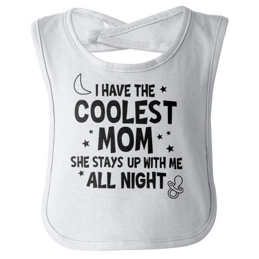 Coolest Mom Infant Baby Bib-Direct To Garment Print-Brisco Baby