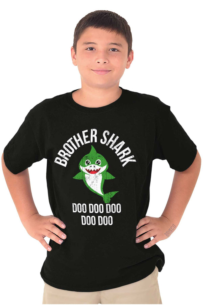 Cartoon Brother Shark Youth T Shirt-Direct To Garment Print-Brisco Baby