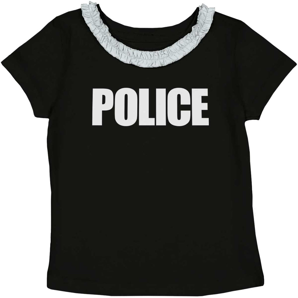 Police Force Toddler Ruffled Trim T-Shirt-Direct To Garment Print-Brisco Baby