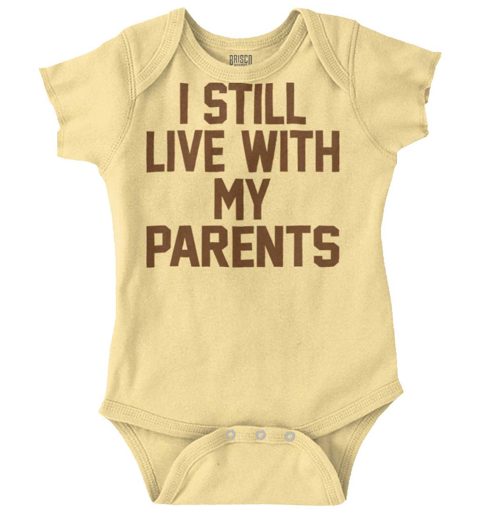 Live With My Parents Romper Bodysuit-Direct To Garment Print-Brisco Baby