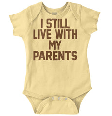 Live With My Parents Romper Bodysuit-Direct To Garment Print-Brisco Baby