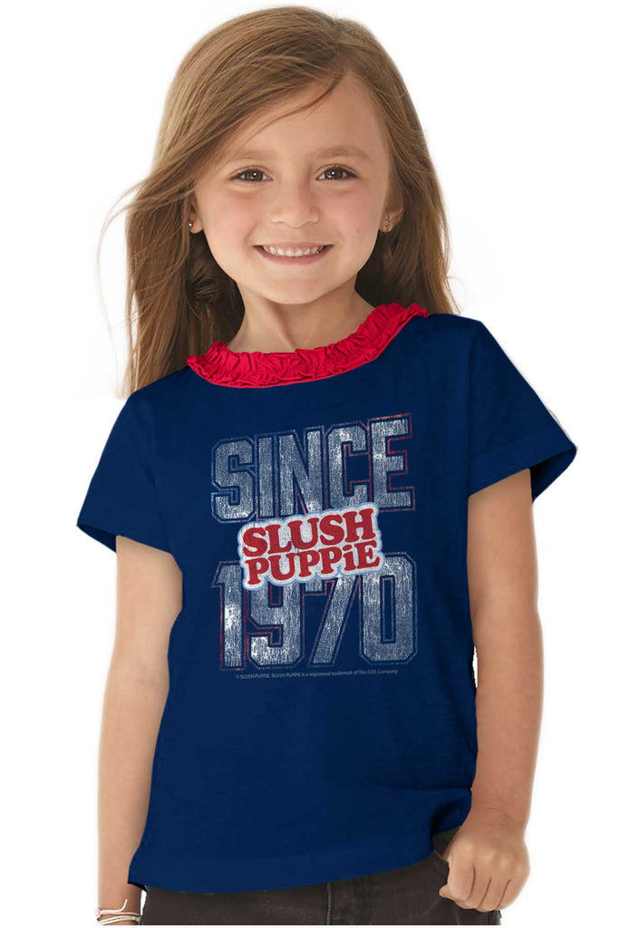Since 1970 Toddler Ruffled Trim T-Shirt-Direct To Garment Print-Brisco Baby