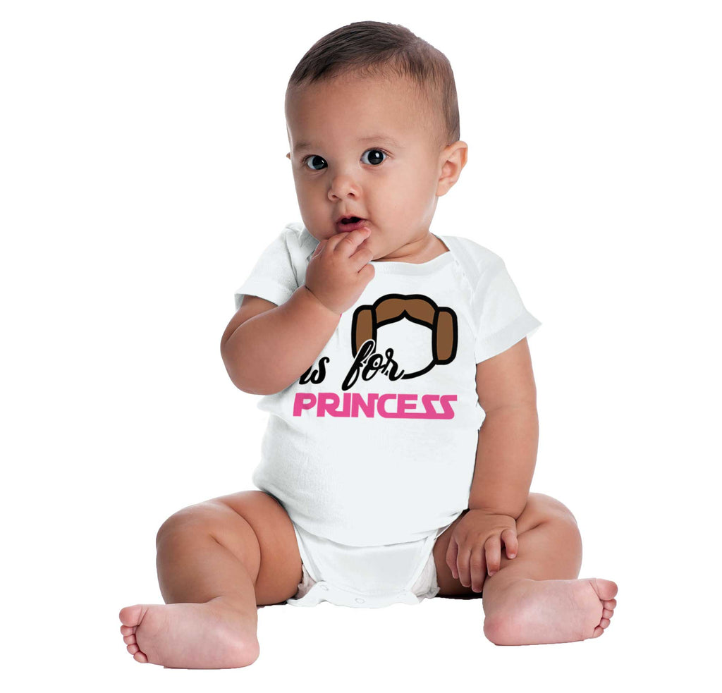 P Is For Princess Leia Romper Bodysuit-Direct To Garment Print-Brisco Baby