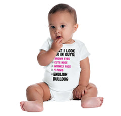 English Bulldog List Romper Bodysuit-Direct To Garment Print-Brisco Baby