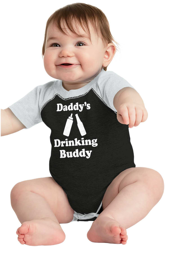 Drinking Buddy Raglan Romper Bodysuit-Direct To Garment Print-Brisco Baby