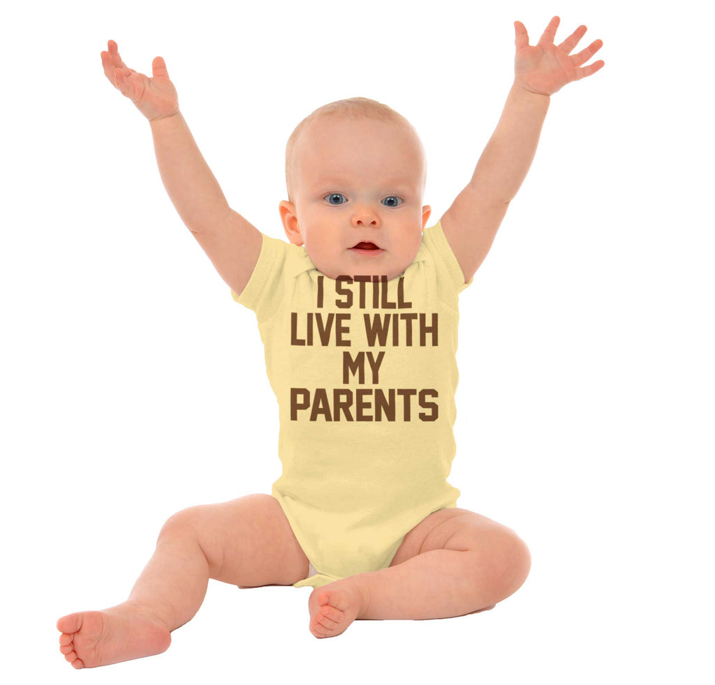 Live With My Parents Romper Bodysuit-Direct To Garment Print-Brisco Baby