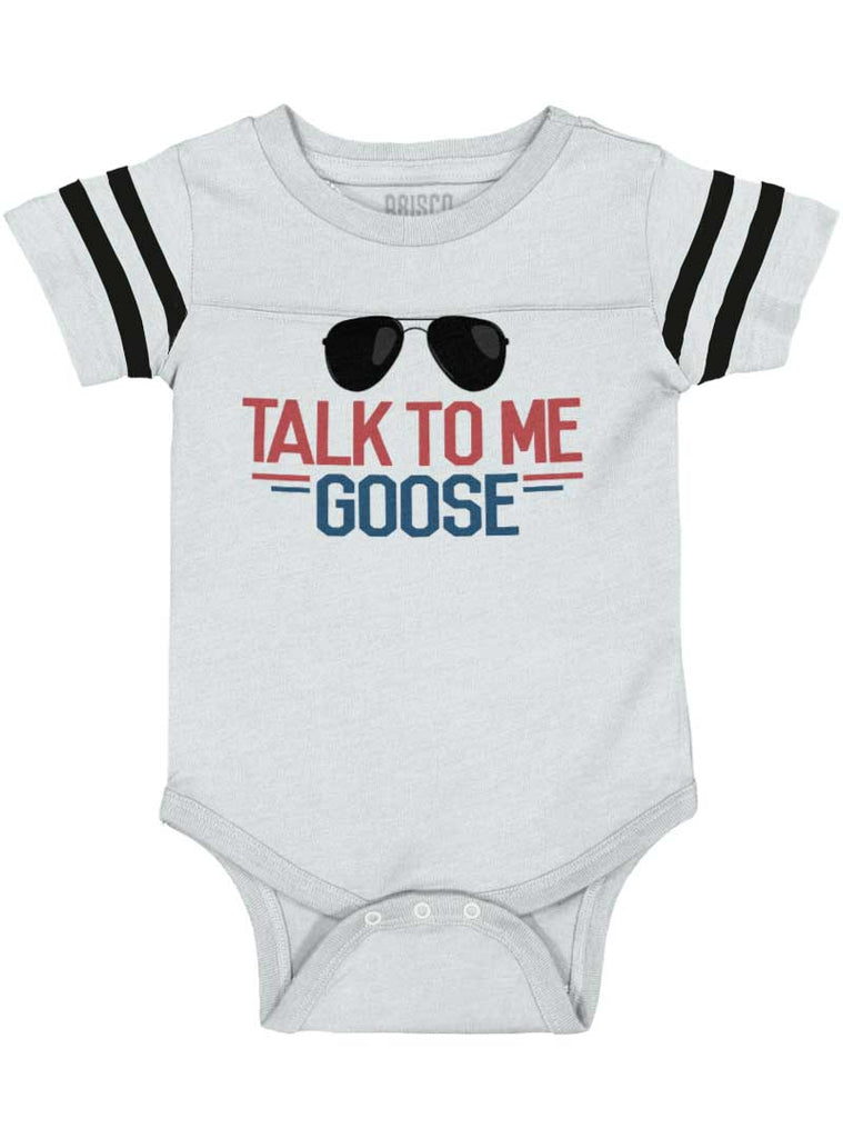 Talk To Me Goose Football Romper Bodysuit-Direct To Garment Print-Brisco Baby