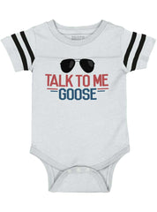 Talk To Me Goose Football Romper Bodysuit-Direct To Garment Print-Brisco Baby