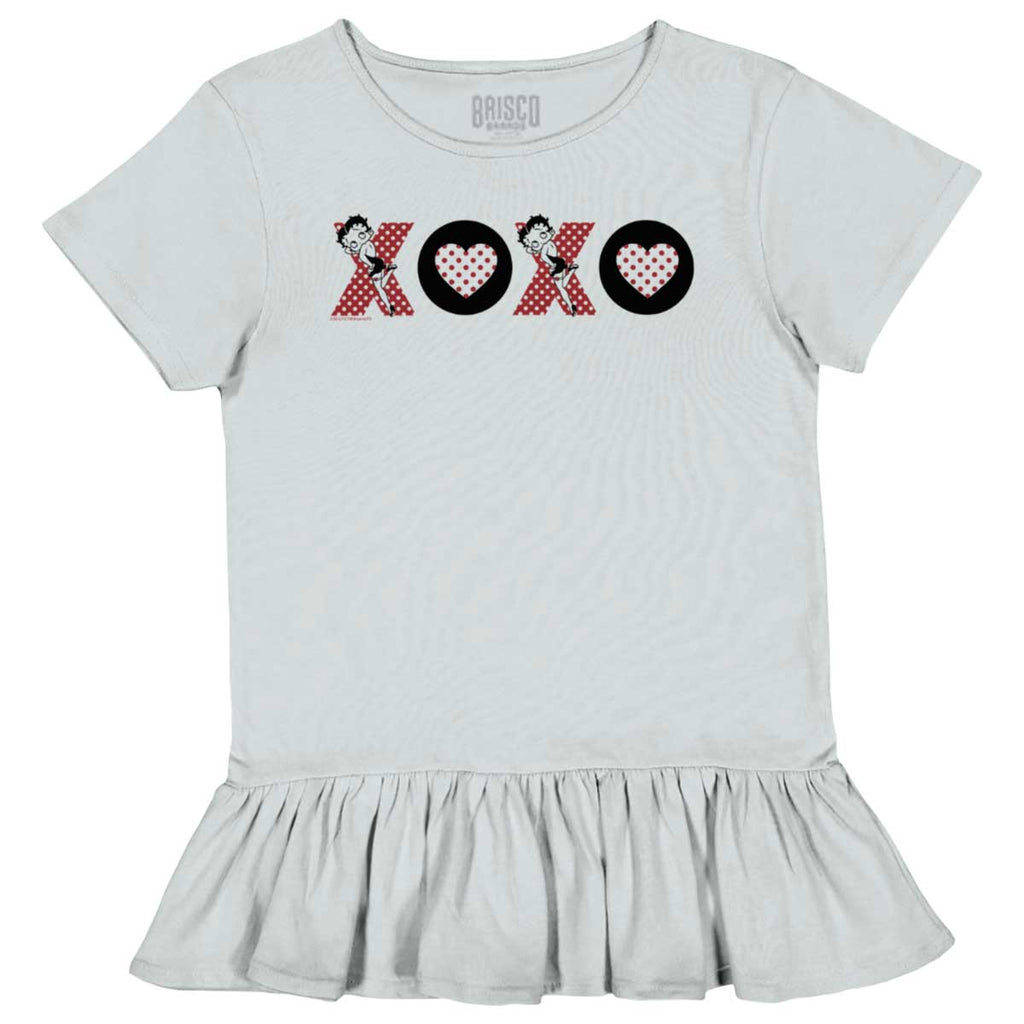 XOXO Toddler Ruffle Bottom Tee-Direct To Garment Print-Brisco Baby