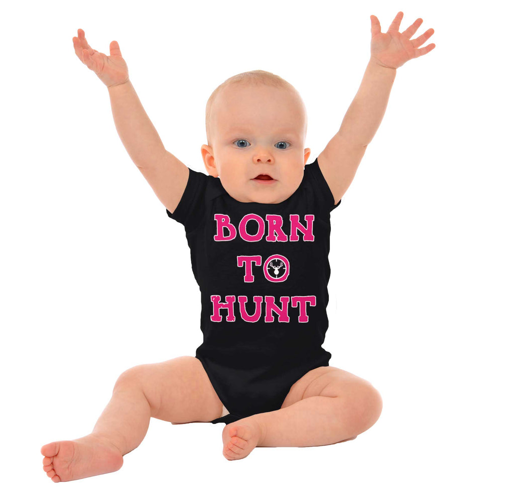 Cute Born To Hunt Deer Romper Bodysuit-Direct To Garment Print-Brisco Baby