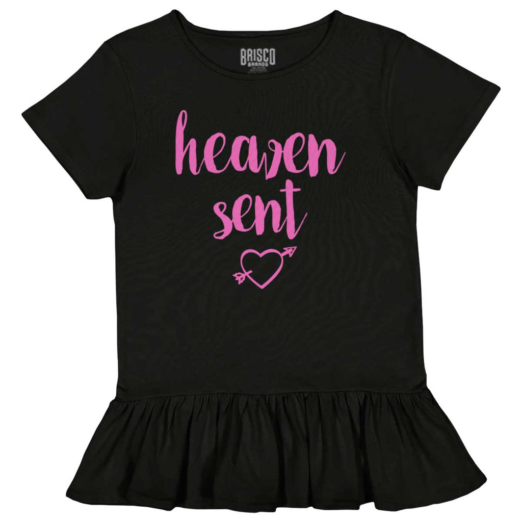 Heaven Sent Toddler Ruffle Bottom Tee-Direct To Garment Print-Brisco Baby