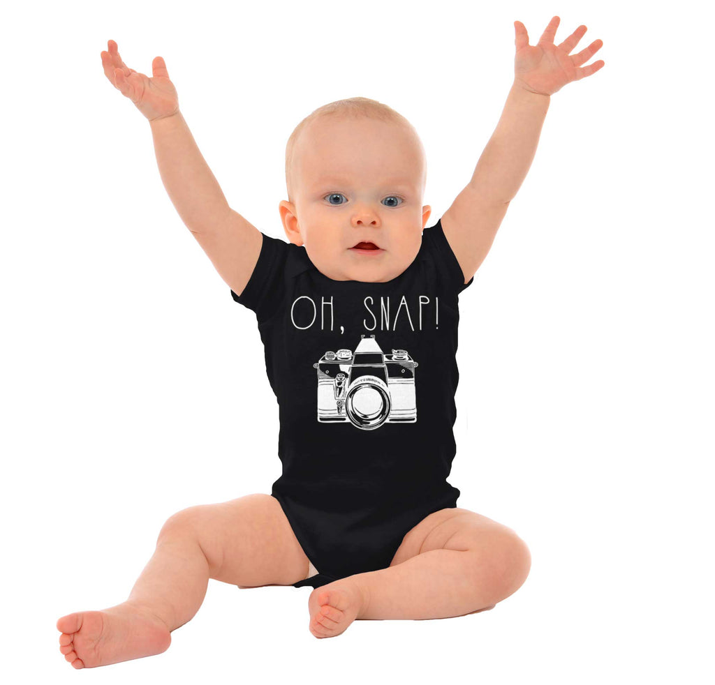 Oh Snap Camera Romper Bodysuit-Direct To Garment Print-Brisco Baby