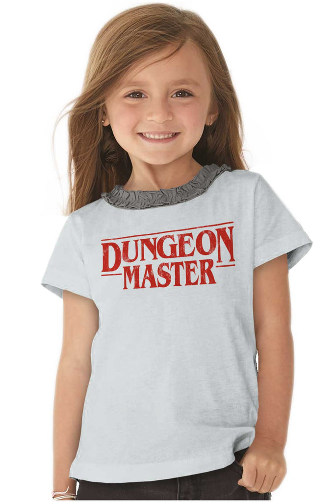 Dungeon Masters TV Show Nerd Toddler Ruffled Trim T-Shirt-Direct To Garment Print-Brisco Baby