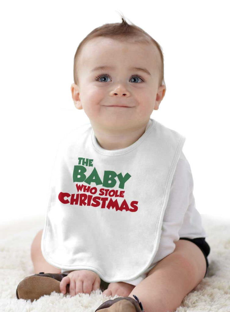 Baby Who Stole Christmas Infant Baby Bib-Direct To Garment Print-Brisco Baby