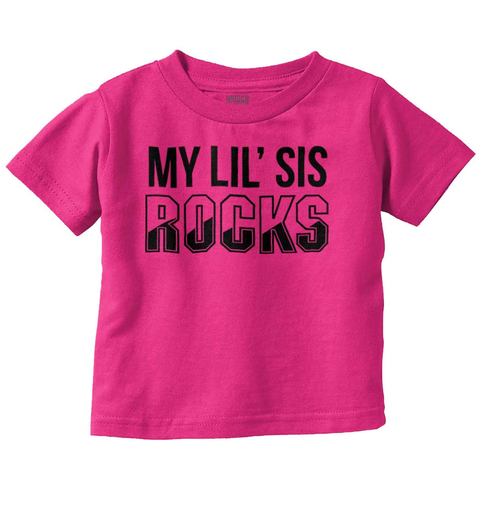 My Lil' Sis Rocks Infant Toddler T Shirt-Direct To Garment Print-Brisco Baby