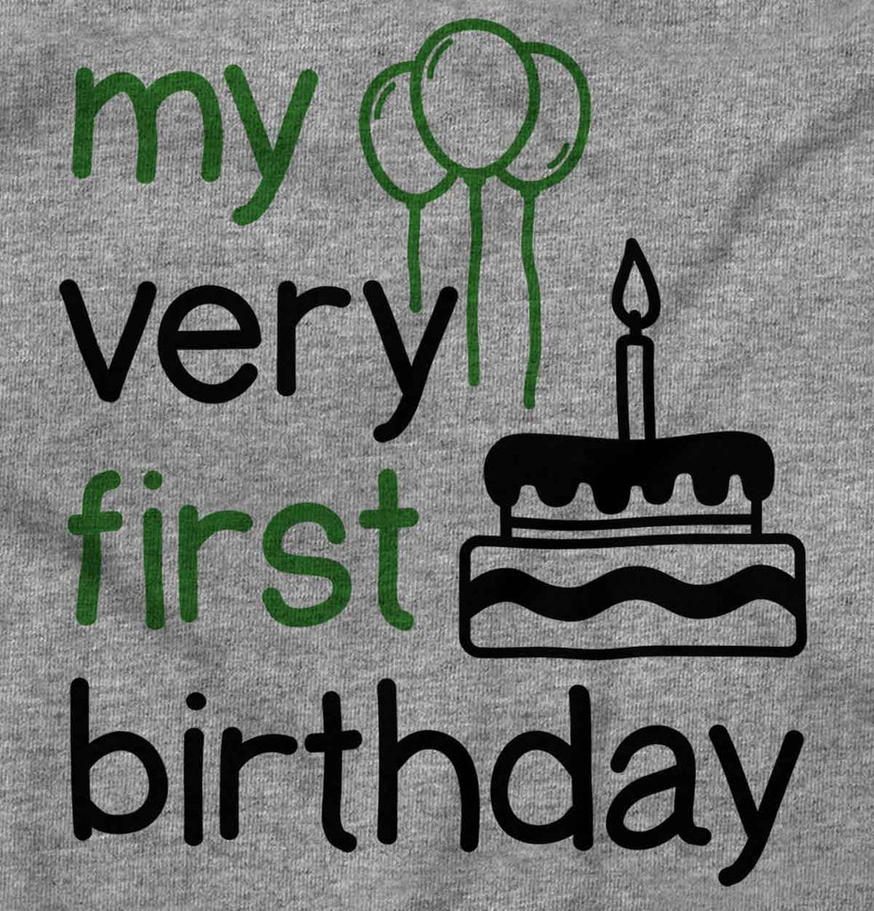 Very First Birthday Romper Bodysuit-Direct To Garment Print-Brisco Baby