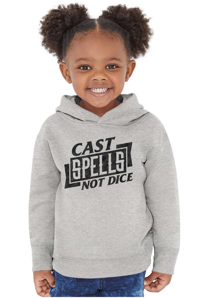 Cast Spells Not Dice Dungeons Toddler Pullover Hoodie-Direct To Garment Print-Brisco Baby