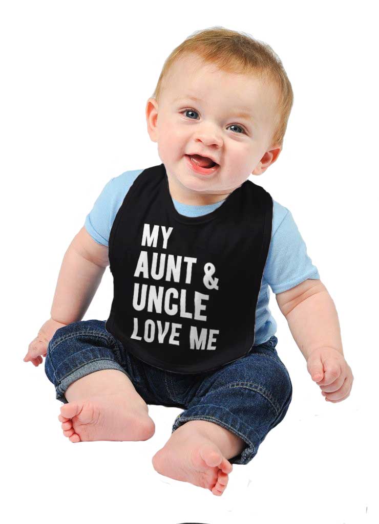 Aunt And Uncle Love Me Infant Baby Bib-Direct To Garment Print-Brisco Baby