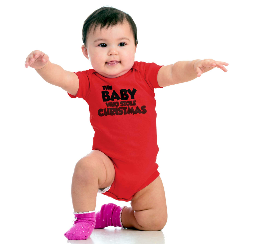 Baby Who Stole Christmas Romper Bodysuit-Direct To Garment Print-Brisco Baby
