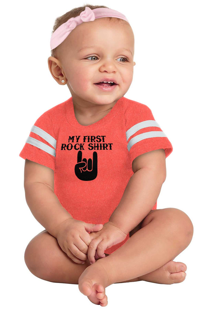 Rock Shirt Football Romper Bodysuit-Direct To Garment Print-Brisco Baby